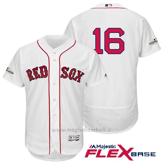 Maglia Baseball Uomo Boston Red Sox 2017 Postseason 16 Andrew Benintendi Bianco Flex Base